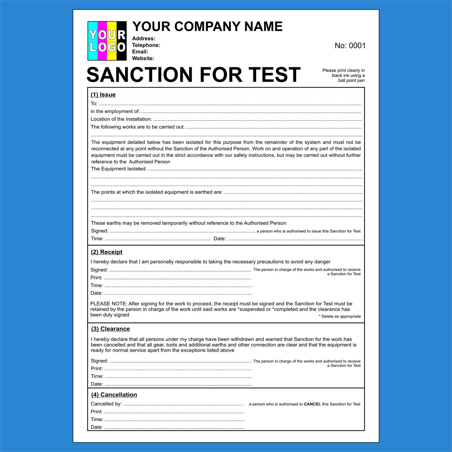 Electrical Sanction for Test NCR Pads Printing