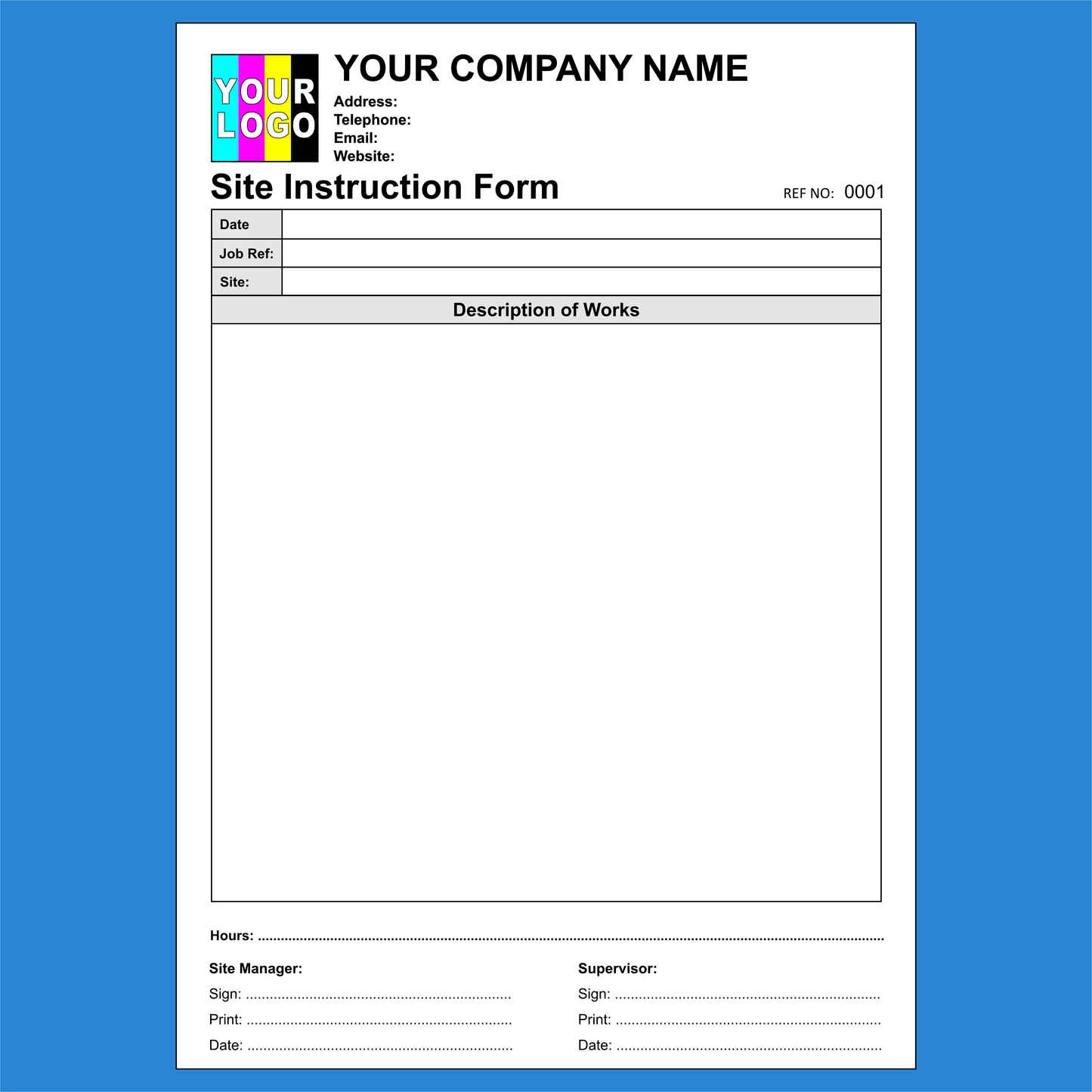 Site Instructions Forms NCR Pads Printing