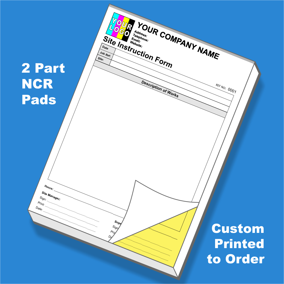 Multiform Print Form Site Instructions Forms NCR Pads Printing – MD Print Shop
