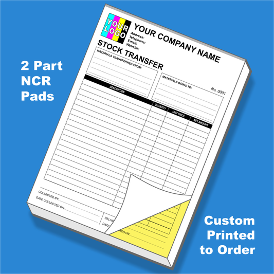 Stock Transfer NCR Pads Custom Printing (FREE Templates)