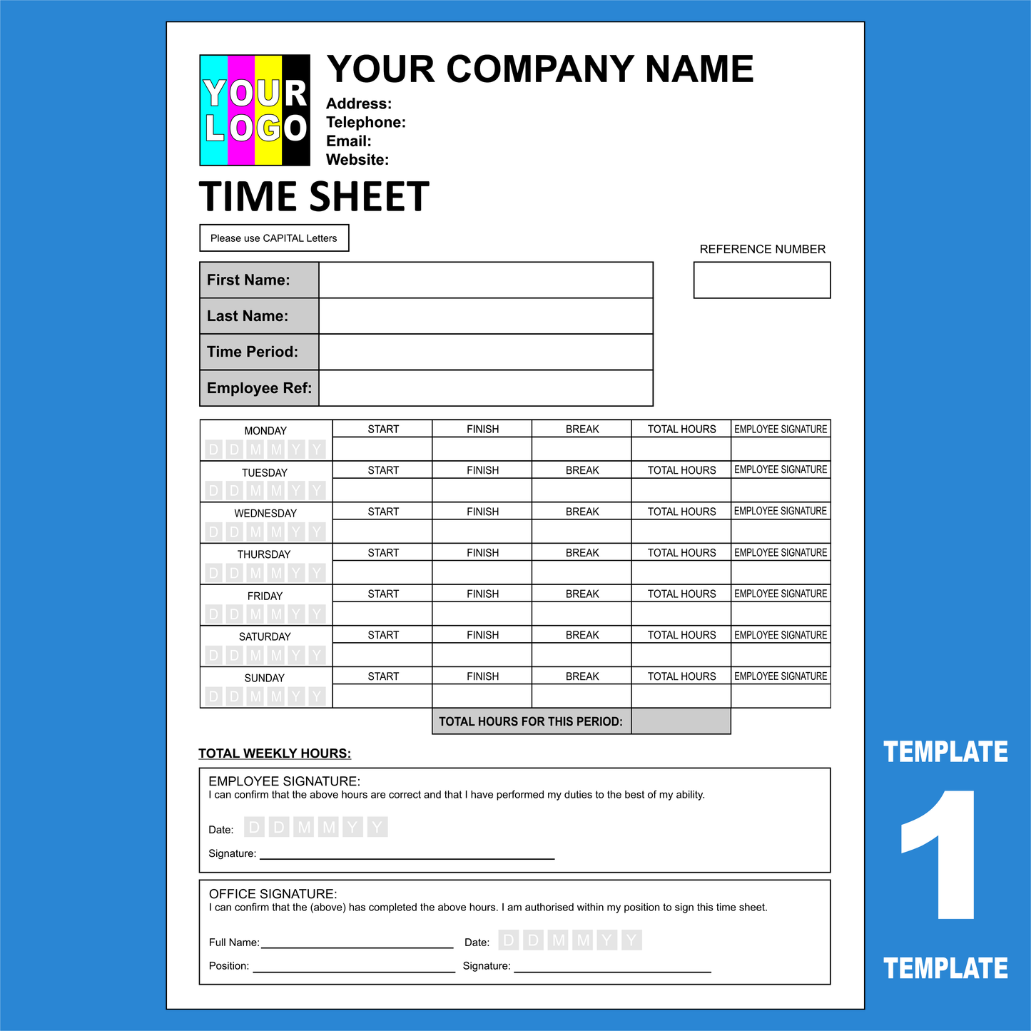 Time Sheet NCR Pads Custom Printing (FREE Time Sheets Templates)