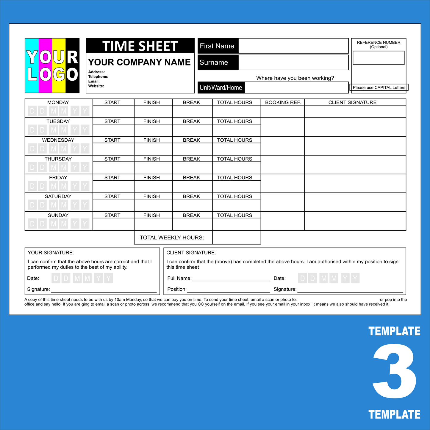 Time Sheet NCR Pads Custom Printing (FREE Time Sheets Templates)