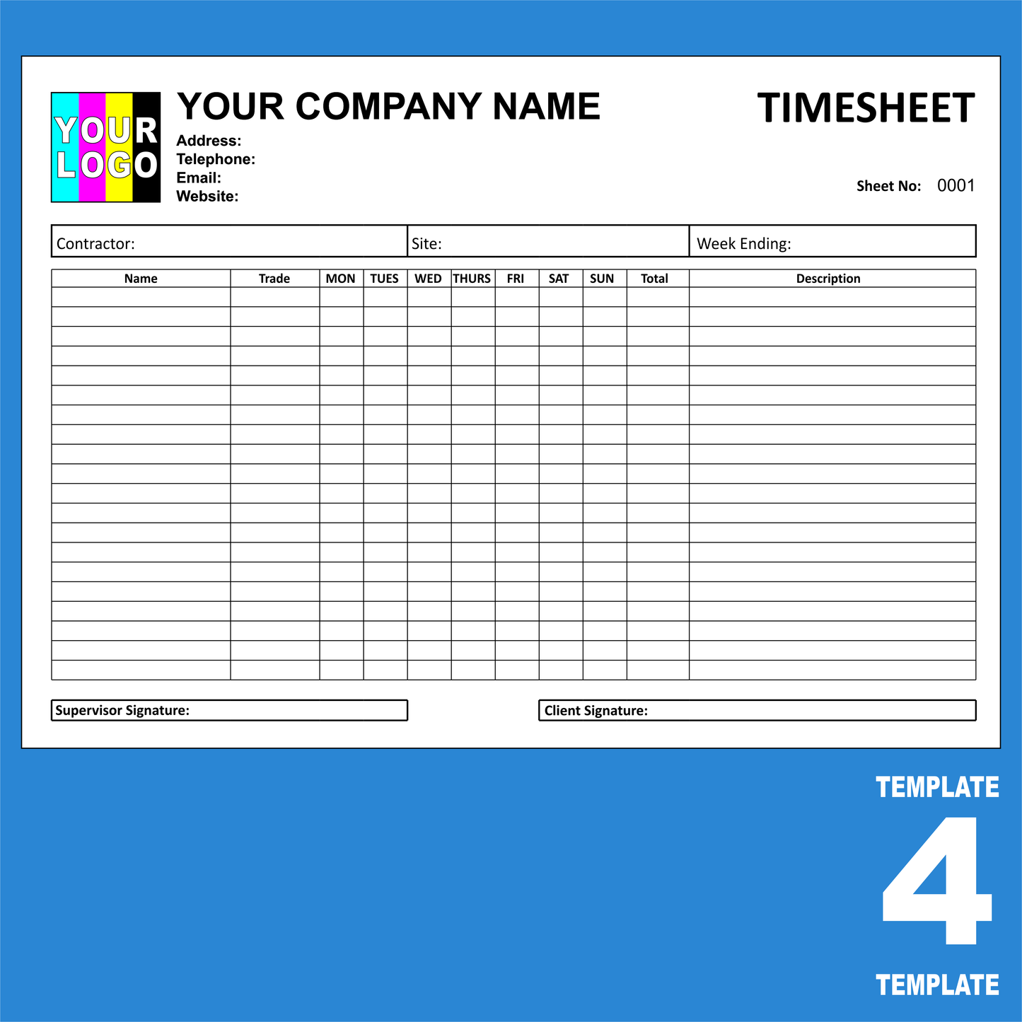 Time Sheet NCR Pads Custom Printing (FREE Time Sheets Templates)