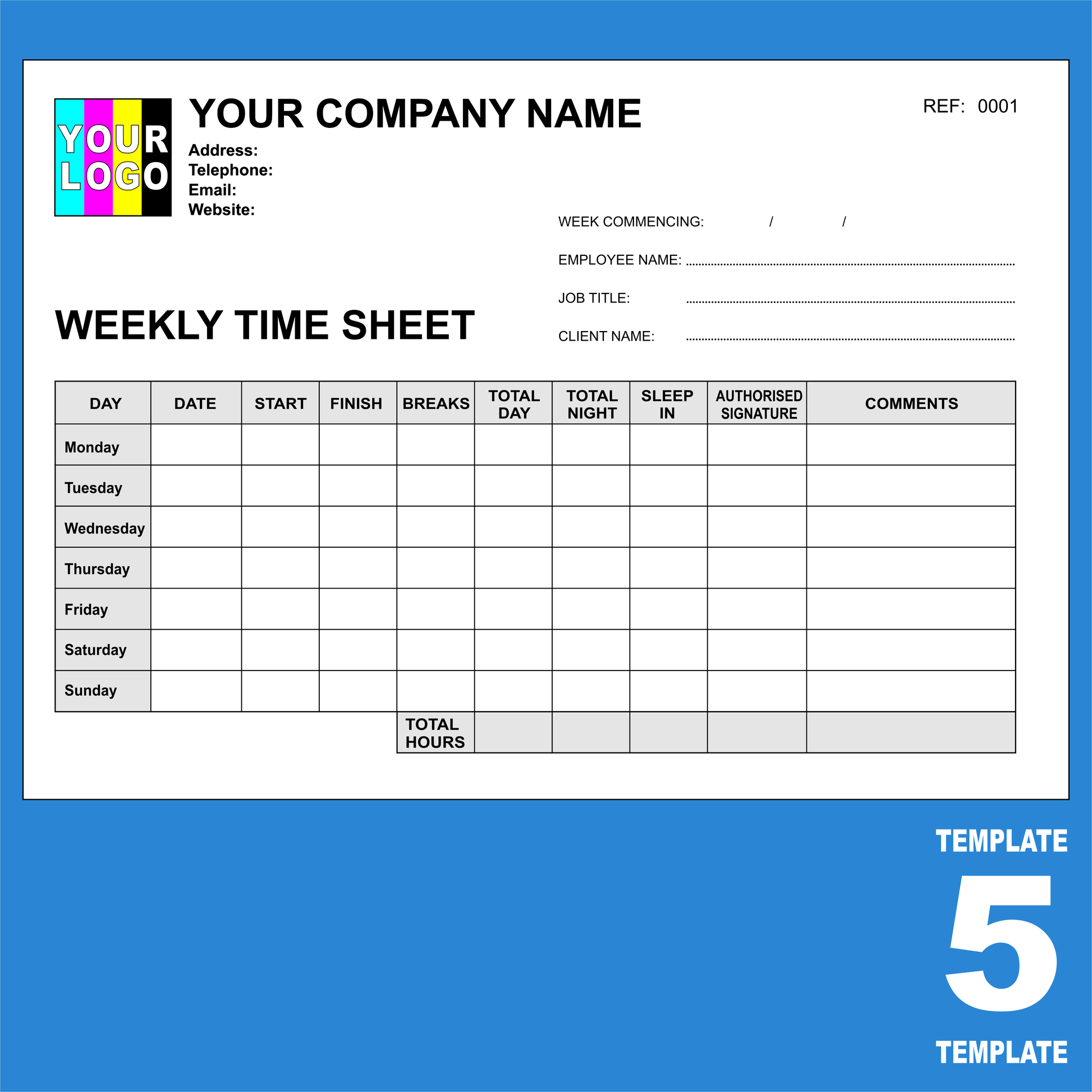 Time Sheet NCR Pads Custom Printing (FREE Time Sheets Templates)