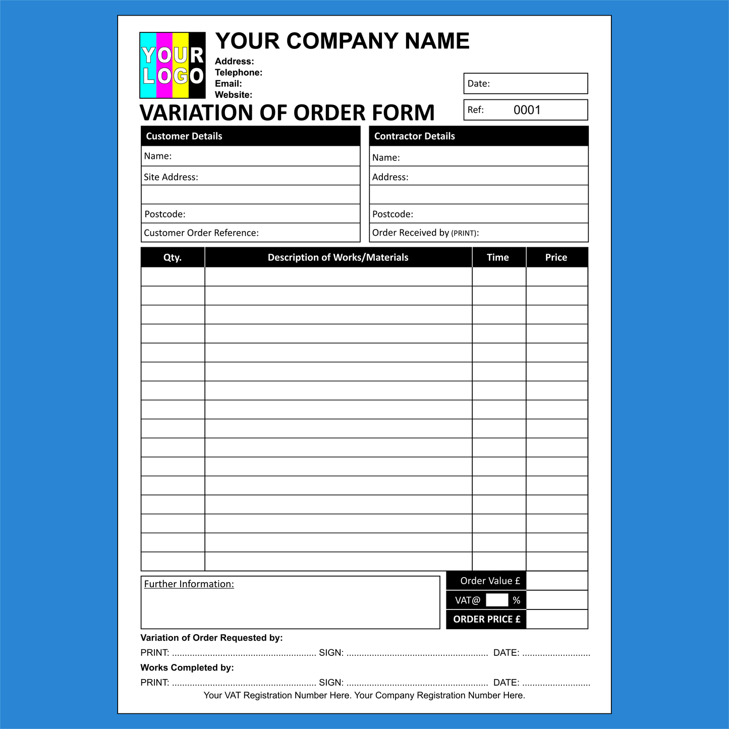 Variation of Order NCR Pads Custom Printing (FREE Template)