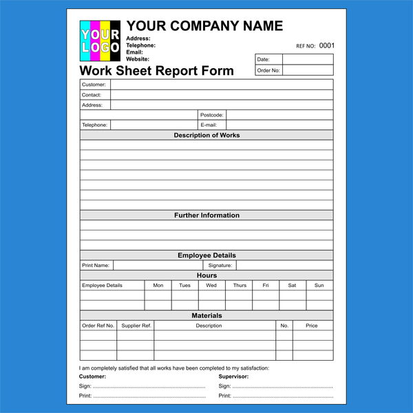 Worksheet Report Forms NCR Pads Custom Printing – MD Print Shop