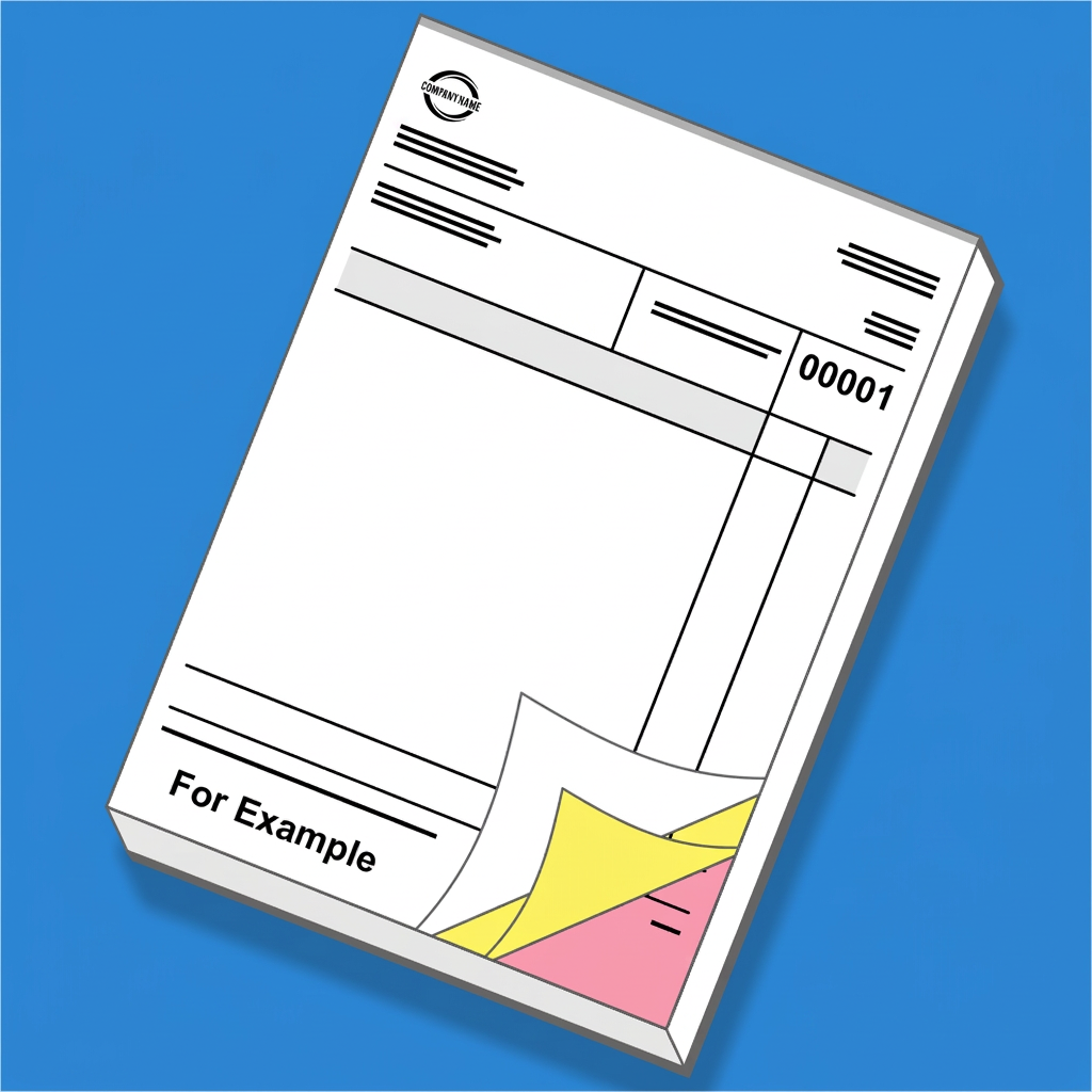 Triplicate NCR pad with white, yellow and pink carbonless sheets