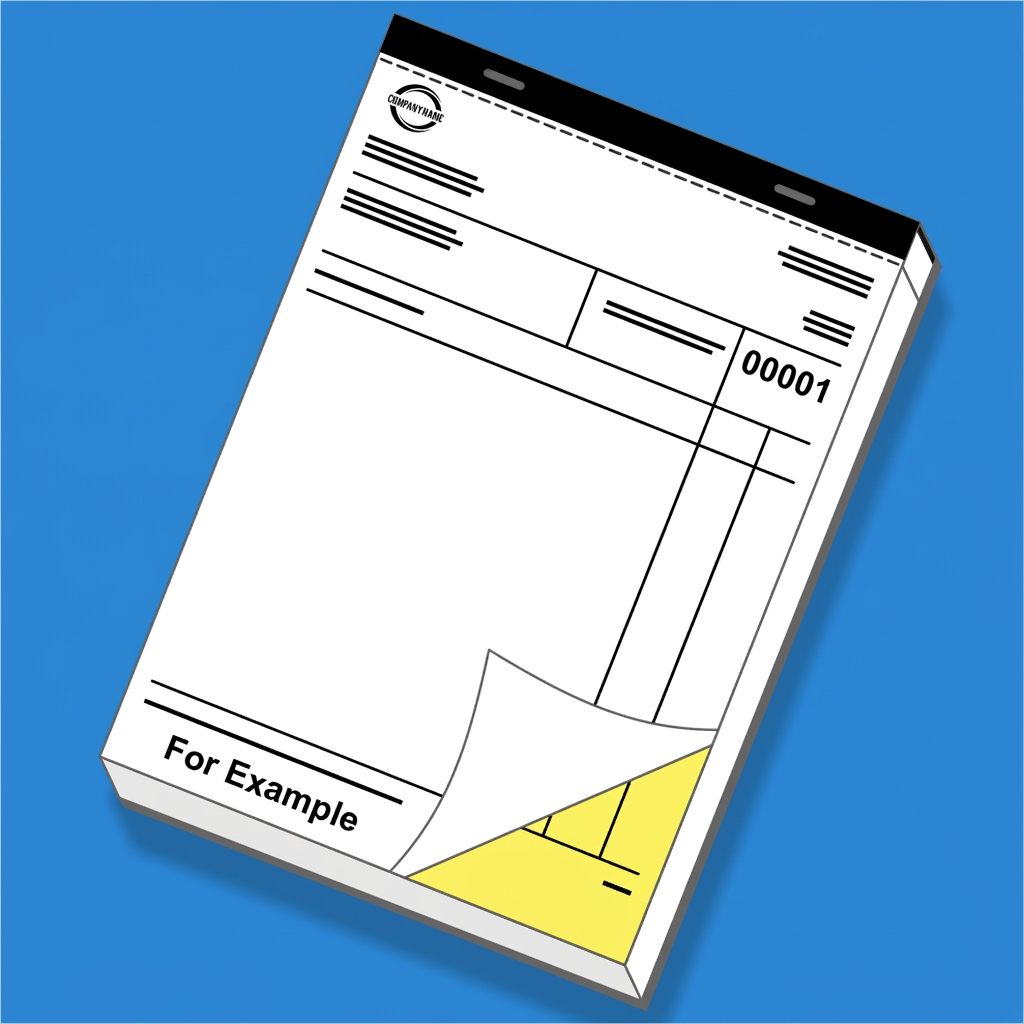Duplicate NCR book with black binding and white and yellow carbonless sheets