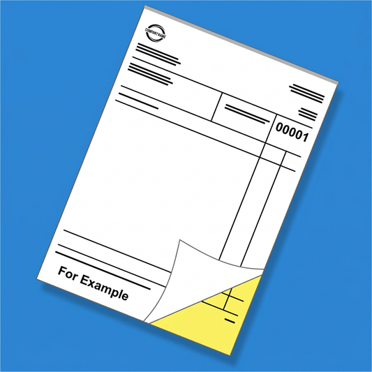 Duplicate NCR set with white and yellow carbonless sheets