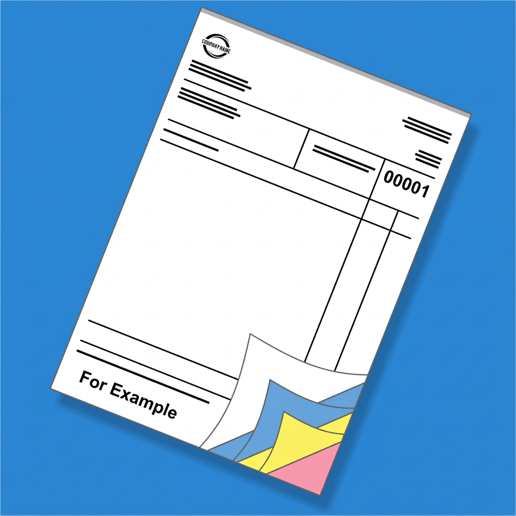 Quadruplicate NCR set with white, blue, yellow and pink carbonless sheets