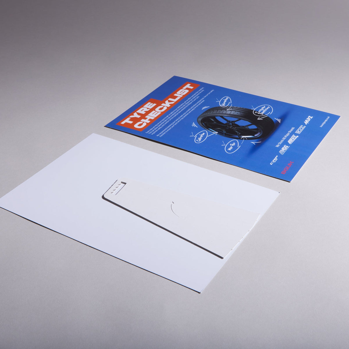 Custom strut cards with soft touch lamination finish