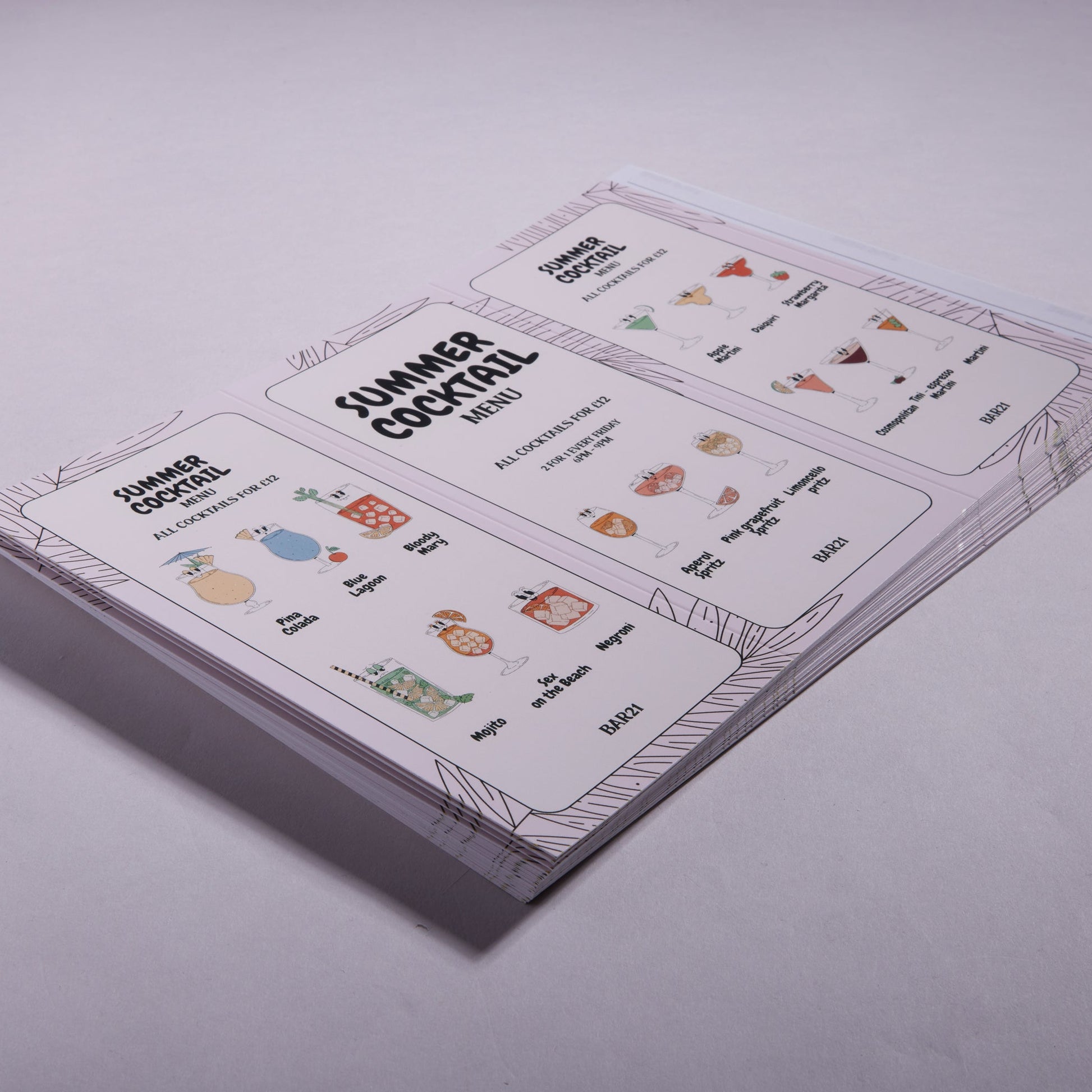 Custom table talker printed for a bar or restaurant promotion