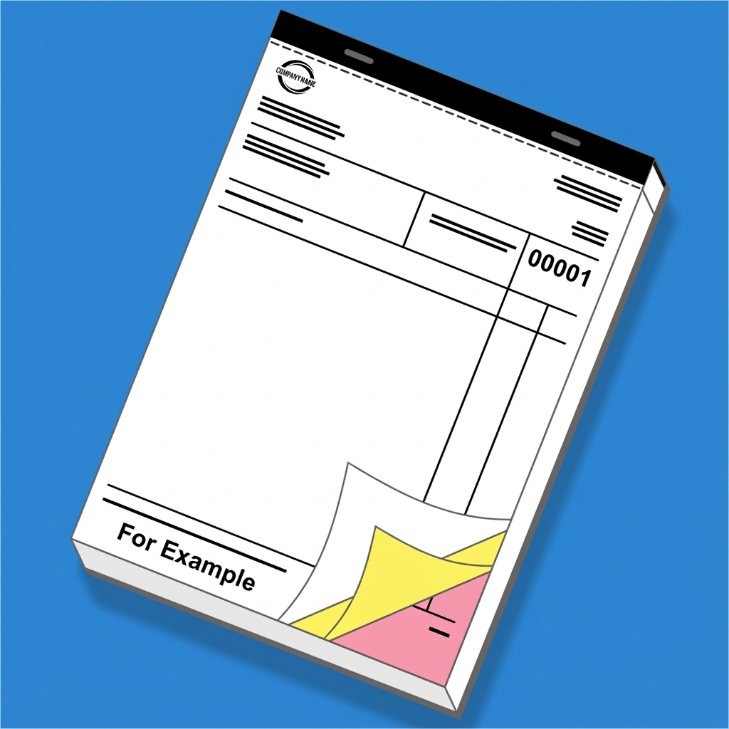 Triplicate NCR book with black binding and white, yellow and pink carbonless sheets
