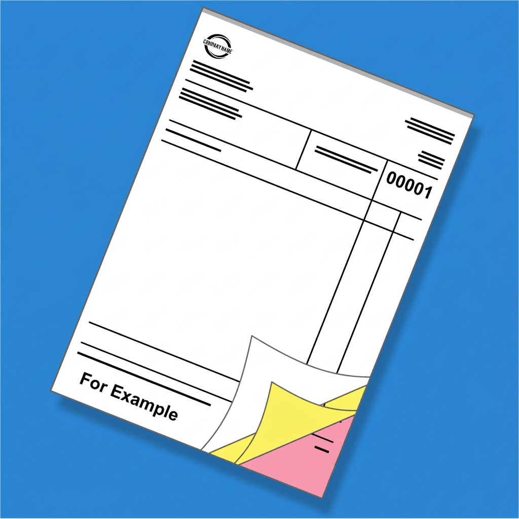 Triplicate NCR set with white, yellow and pink carbonless sheets